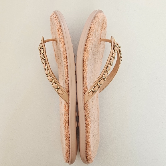 CHANEL Thong Flip Flops  Sandals Pink Lambskin Chain CC Authentic EU 40/ US 10 - Picture 5 of 15